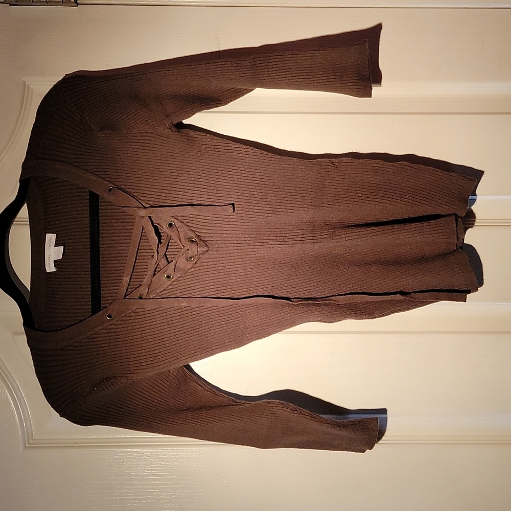 New York and Company 3/4 Sleeve Shirt with tie up front Dark Green Size XS NWOT